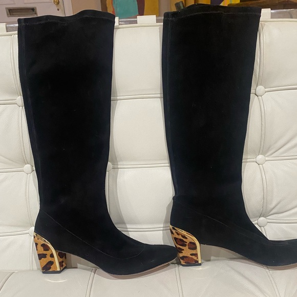Diane Von Furstenberg Shoes - DVF Black Stretch Suede Boot, size 8.5